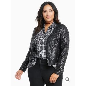 [torrid] Black Drape Front Sequin Jacket